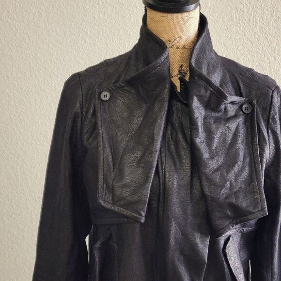 ELEVATED ESSENTIALS vintage style faux leather coat jacket size medium - Picture 2 of 13
